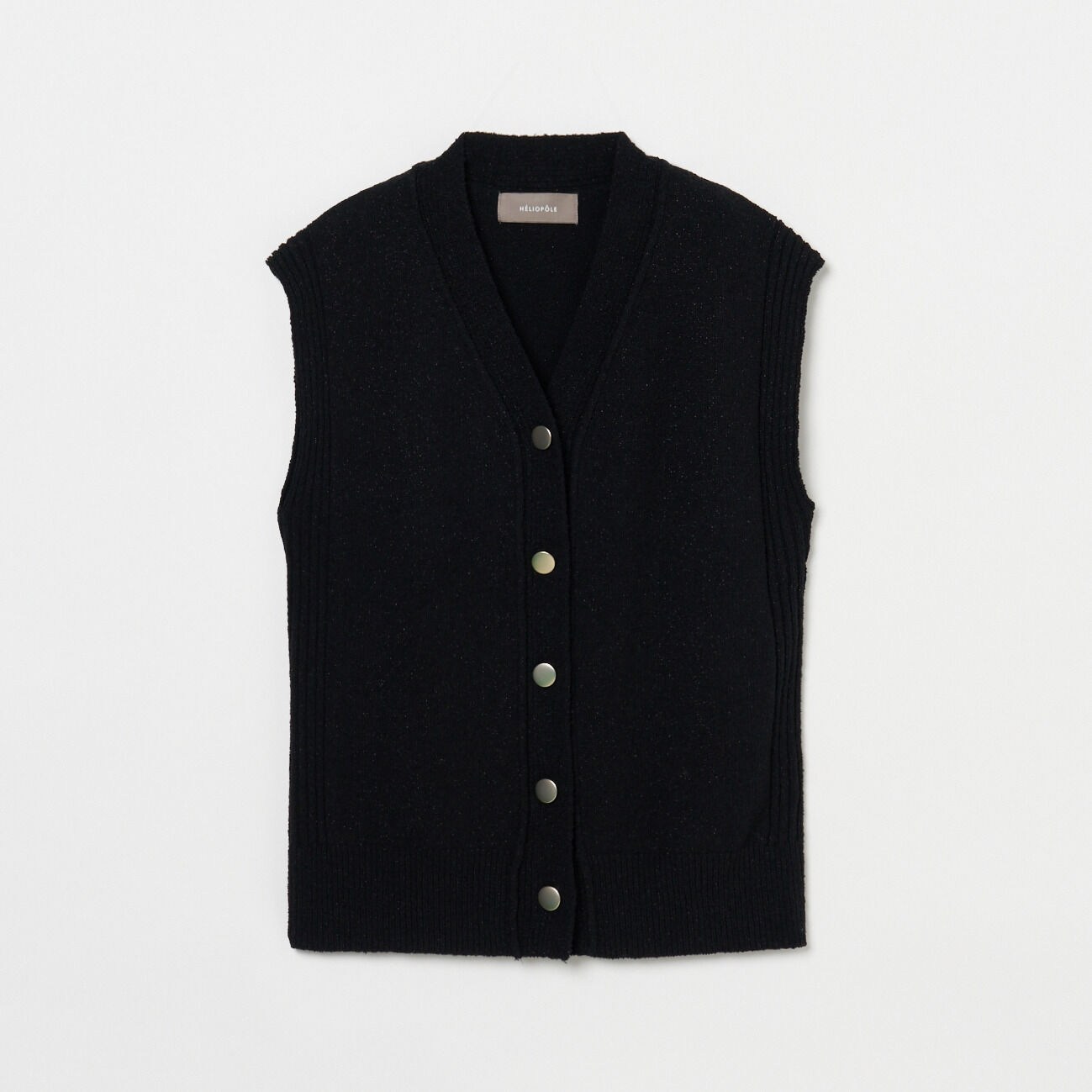 HELIOPOLE「HELIOPOLE METAL BUTTON KNIT VEST」|ニット・セーター|ブラック