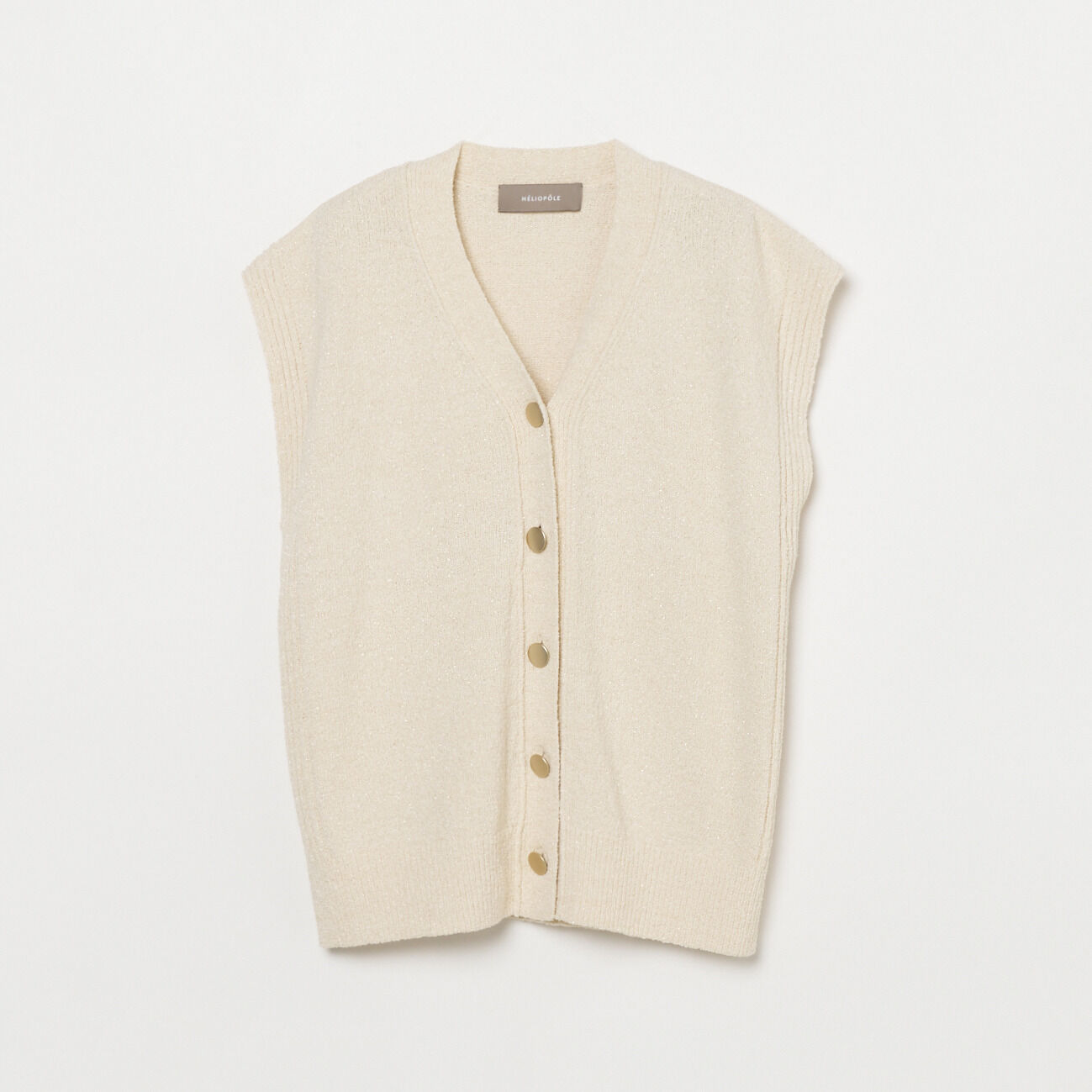 HELIOPOLE「HELIOPOLE METAL BUTTON KNIT VEST」|ニット・セーター|ベージュ