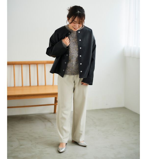 le.coeur blanc「ノーカラーリングドットボタン合皮ジャケット」|その他|