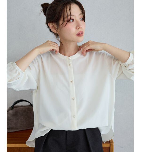  「【大人気再入荷】長袖/2WAYジョーゼットギャザースリーブブラウス」|シャツ・ブラウス|