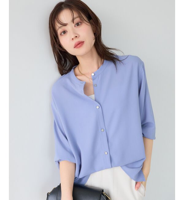  「【大人気再入荷】長袖/2WAYジョーゼットギャザースリーブブラウス」|シャツ・ブラウス|サックス