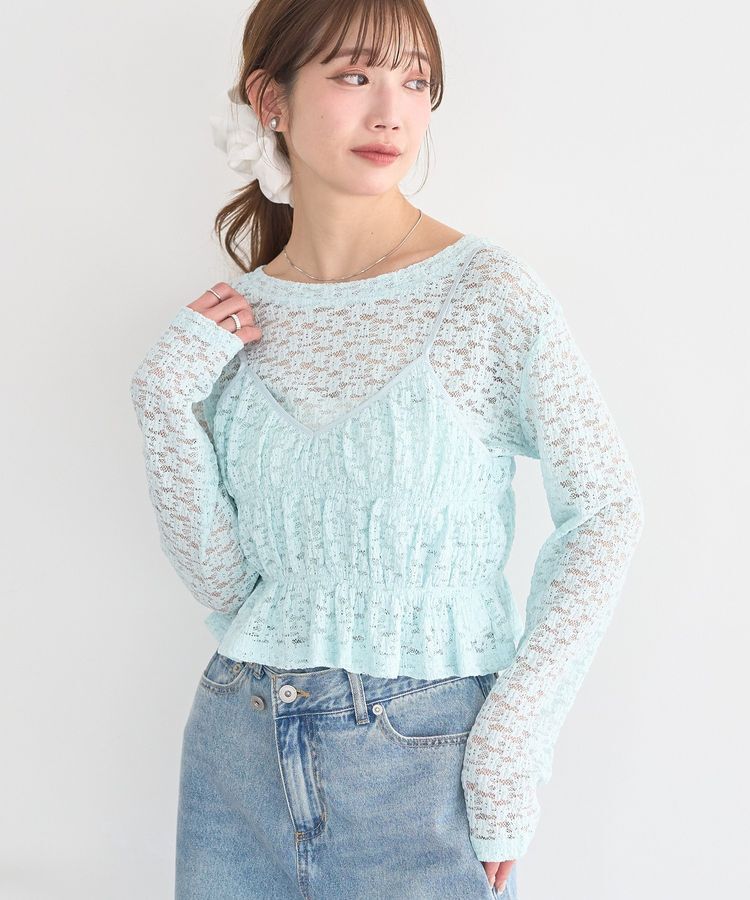 earth music&ecology「SET2点カットレースプルオーバー＋ビスチェ」|Tシャツ・カットソー|ペパーミント