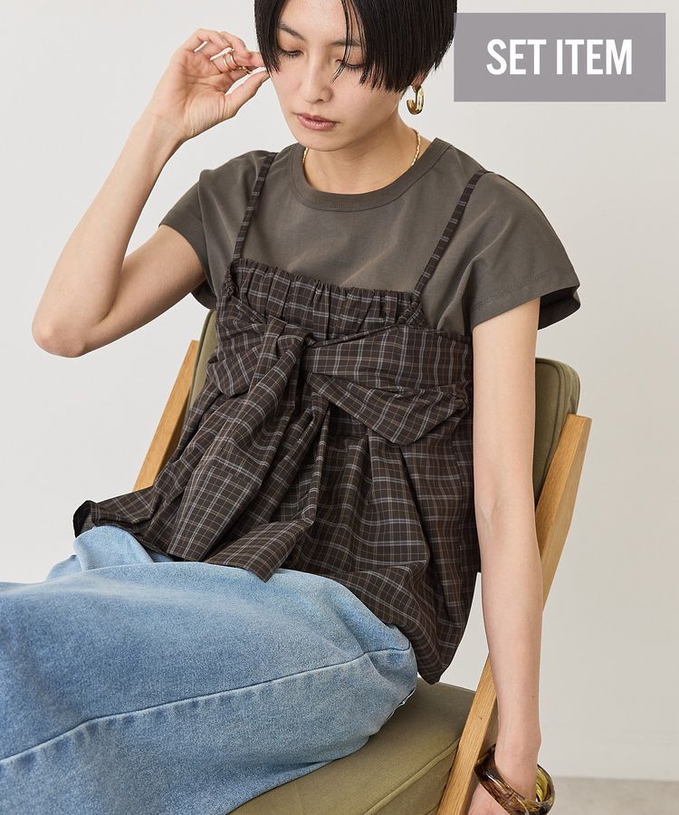 AMERICAN HOLIC「【2点セット】ノースリーブTシャツ＋ビスチェ」|Tシャツ・カットソー|Charcoal Gray
