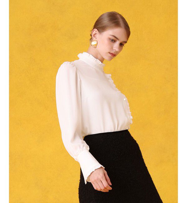 LOULOU WILLOUGHBY「バックサテンアムンゼンフリルシャツブラウス」|シャツ・ブラウス|