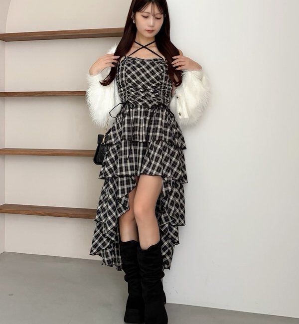  「アシメティアードロングキャミワンピース」|ワンピース|