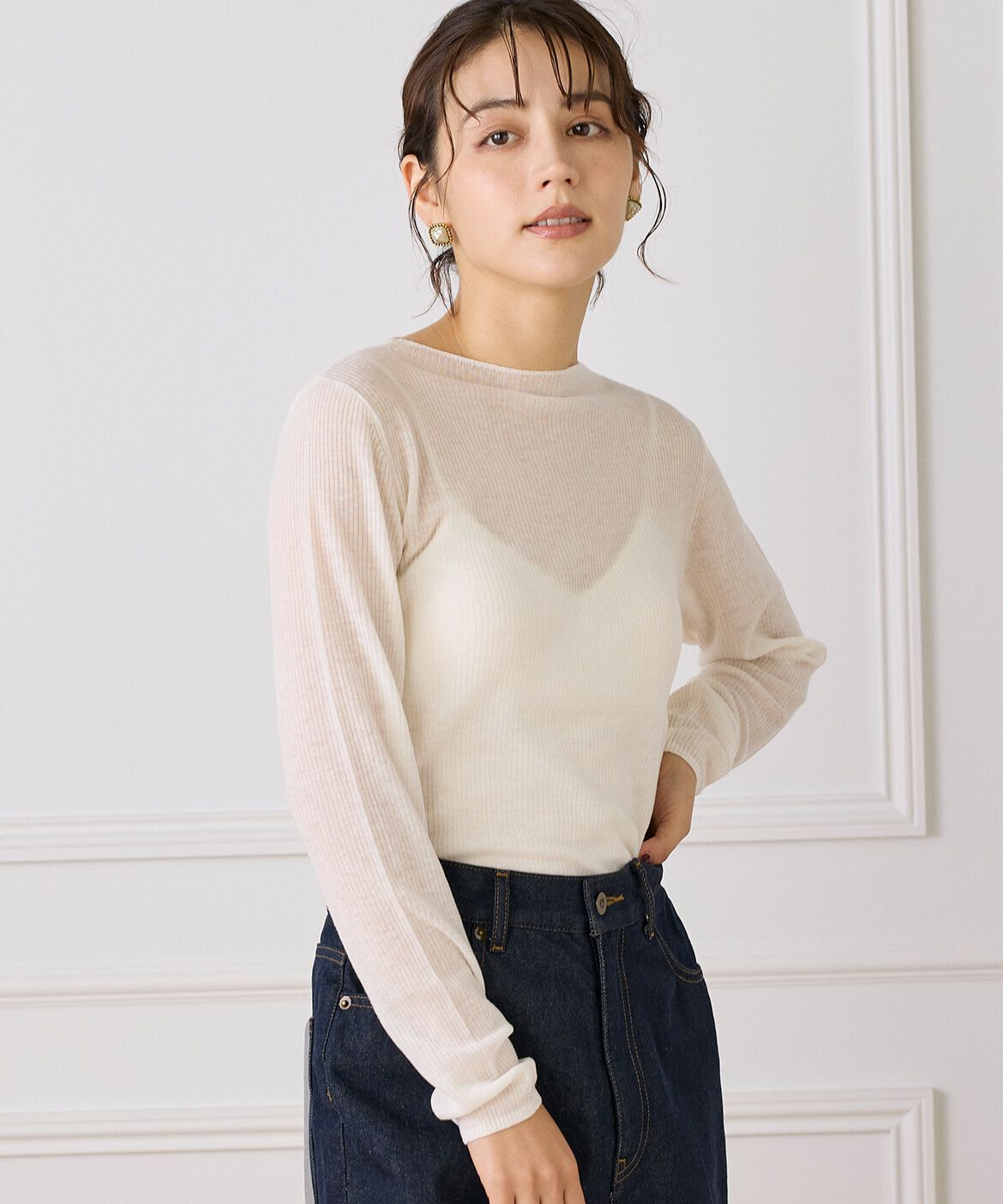 DAY by DAY it&rsquo;s international「モックネックリブニット《Melty air wool》」|ニット・セーター|オフホワイト1