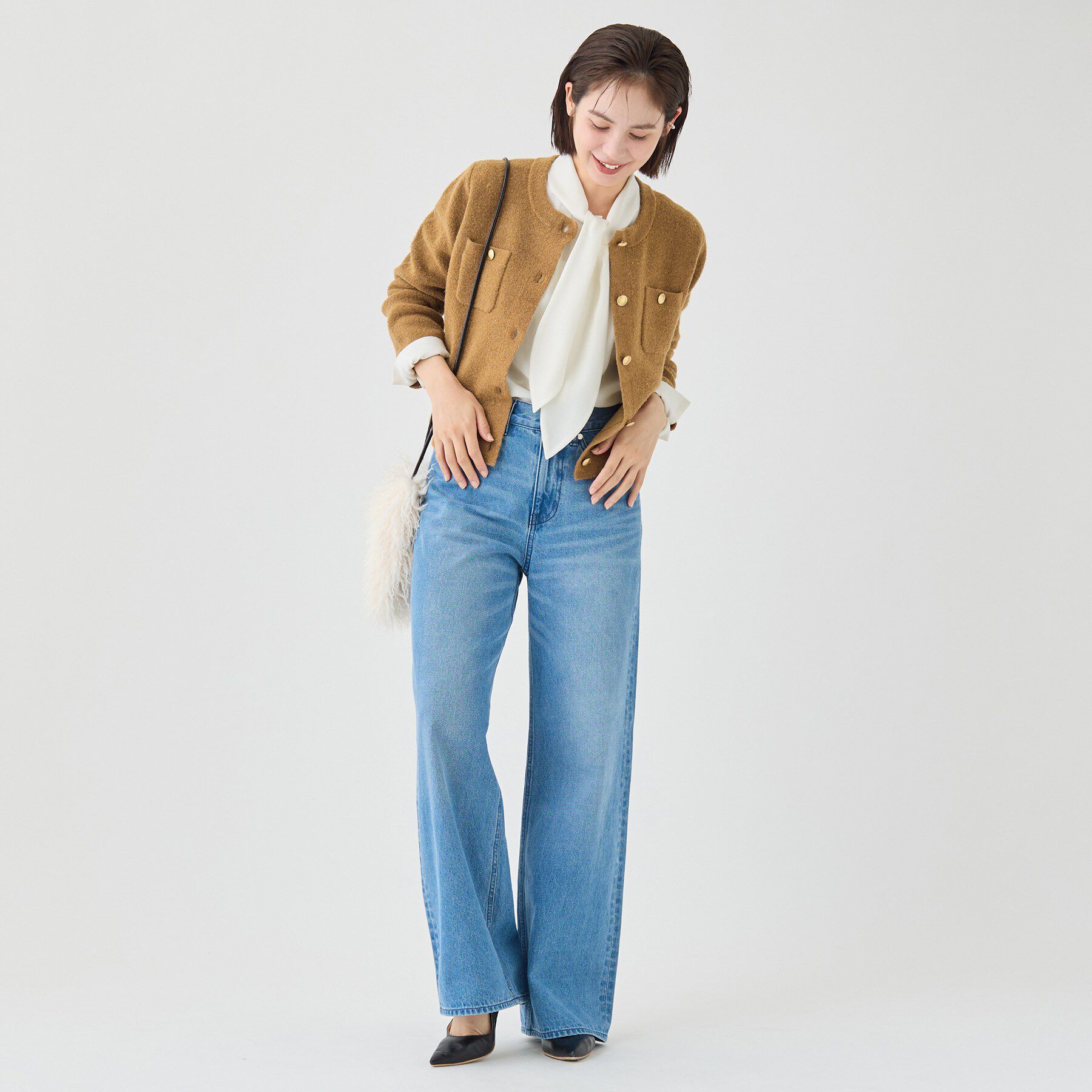 INDIVI「【軽やか】ブークレニットジャケット」|カーディガン|