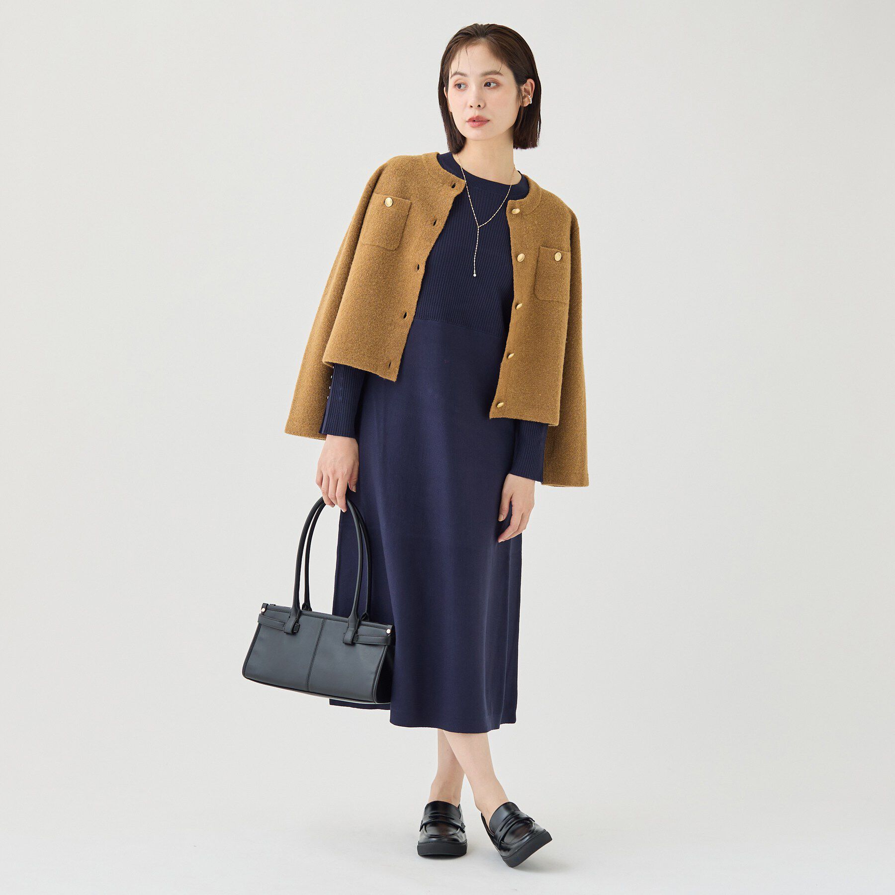 INDIVI「【軽やか】ブークレニットジャケット」|カーディガン|