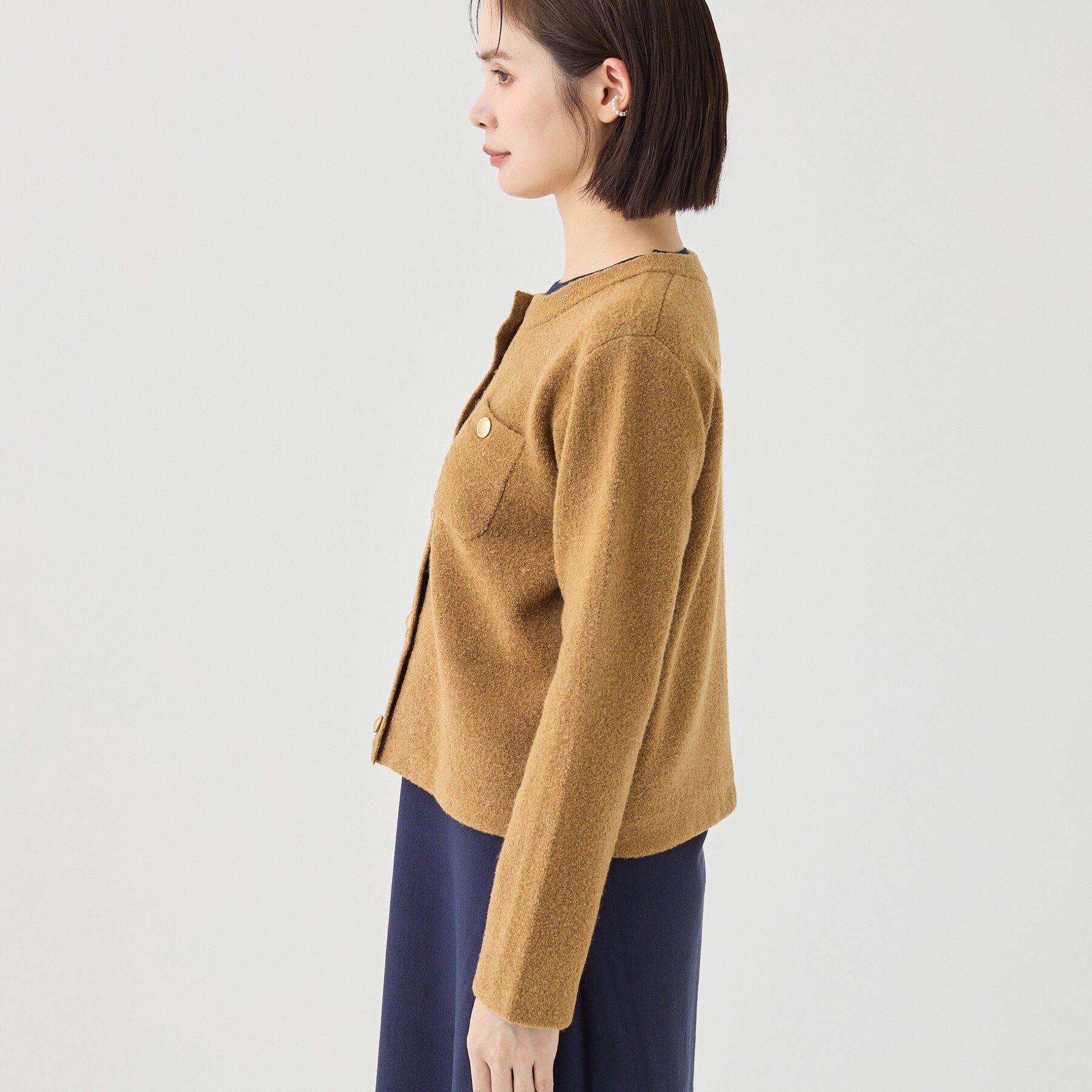 INDIVI「【軽やか】ブークレニットジャケット」|カーディガン|