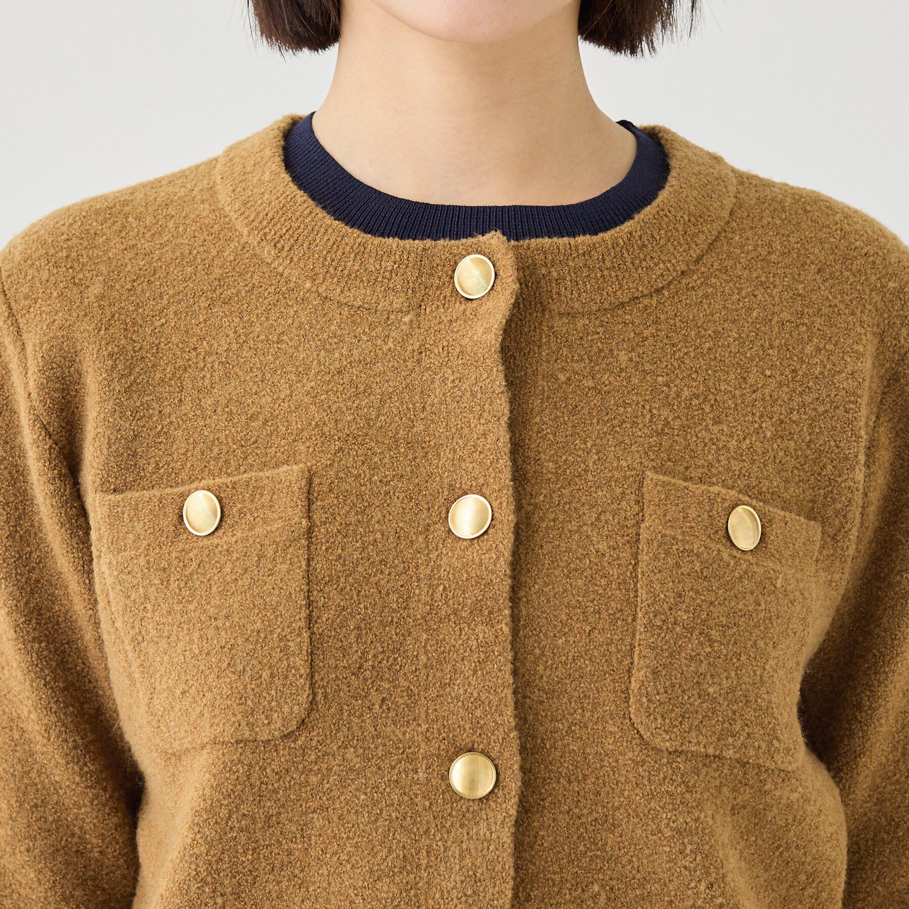 INDIVI「【軽やか】ブークレニットジャケット」|カーディガン|