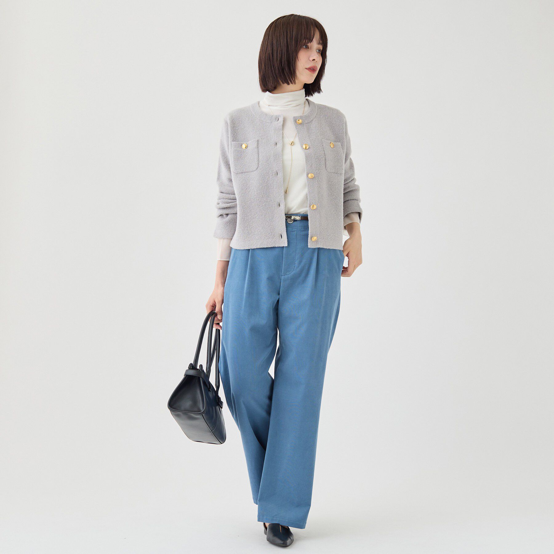 INDIVI「【軽やか】ブークレニットジャケット」|カーディガン|