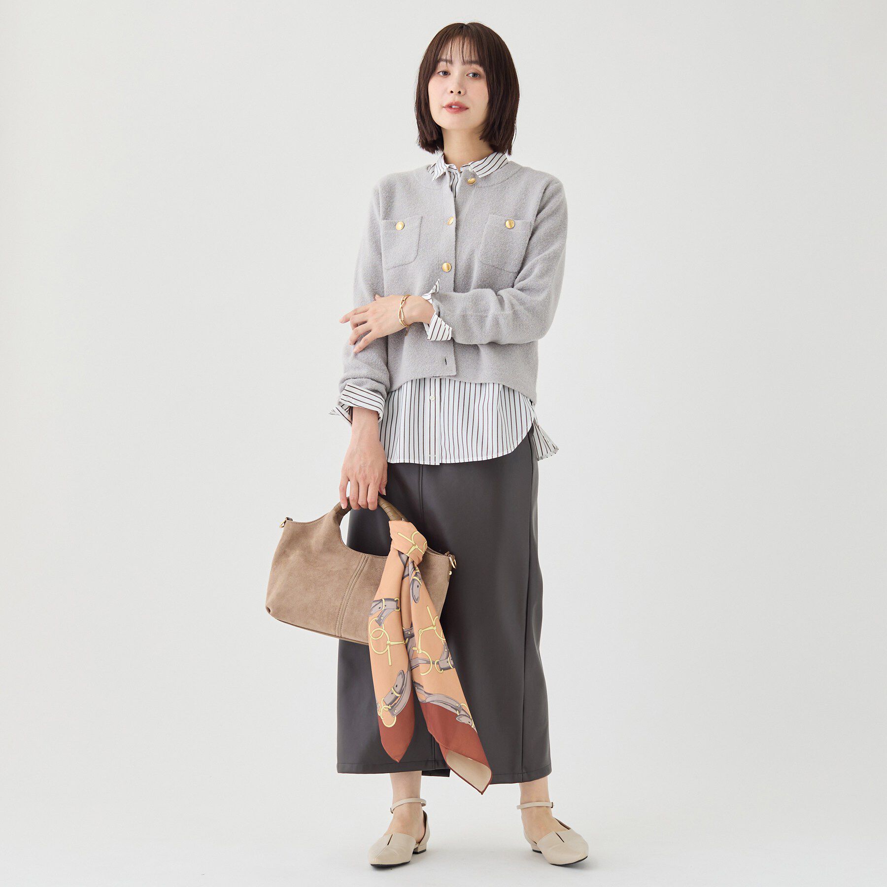 INDIVI「【軽やか】ブークレニットジャケット」|カーディガン|