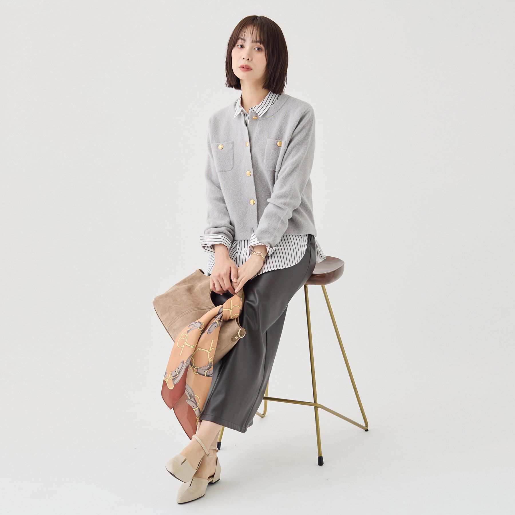 INDIVI「【軽やか】ブークレニットジャケット」|カーディガン|