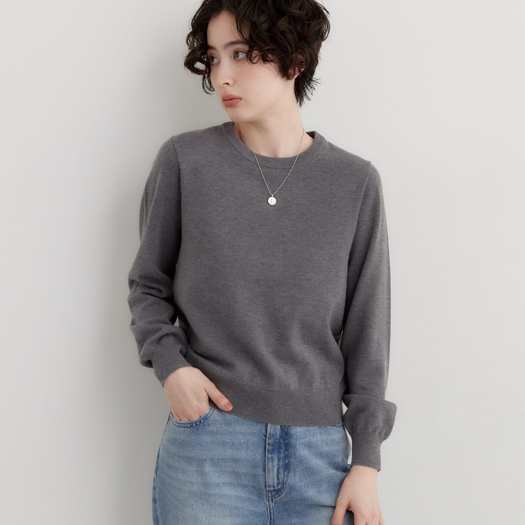THE SHOP TK「【襟取り外し可能】もにゅ 襟レース付きニット」|ニット・セーター|
