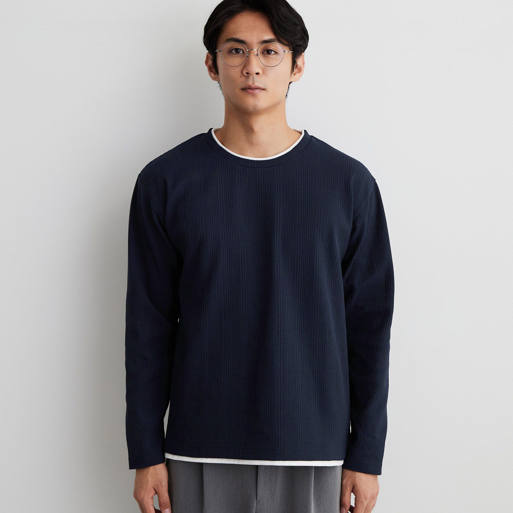 THE SHOP TK「【洗濯機OK】ワッフル レイヤード 長袖Tシャツ」|Tシャツ・カットソー|