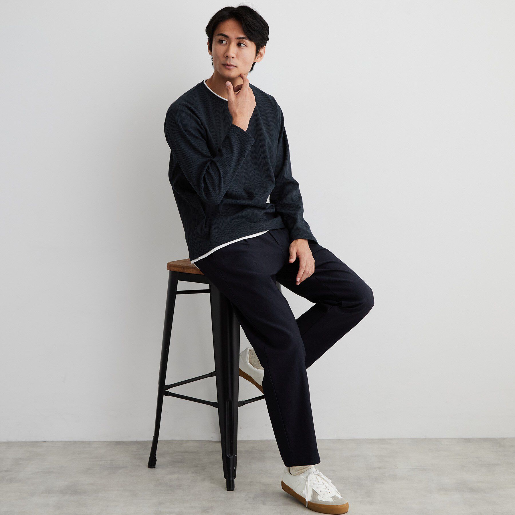 THE SHOP TK「【洗濯機OK】ワッフル レイヤード 長袖Tシャツ」|Tシャツ・カットソー|