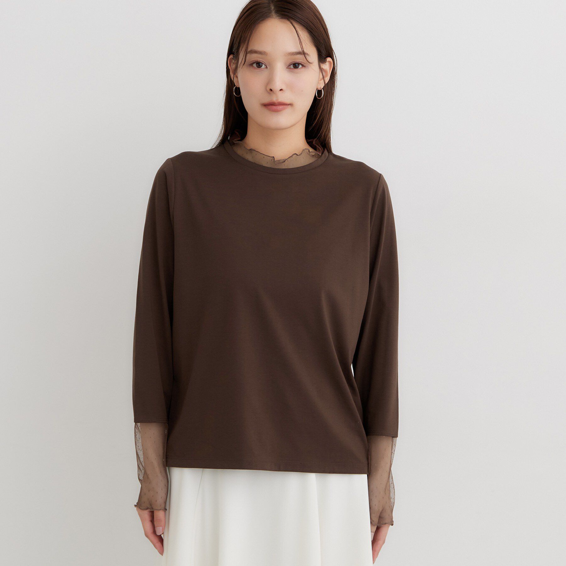 THE SHOP TK「チュールドット切替カットソー」|Tシャツ・カットソー|