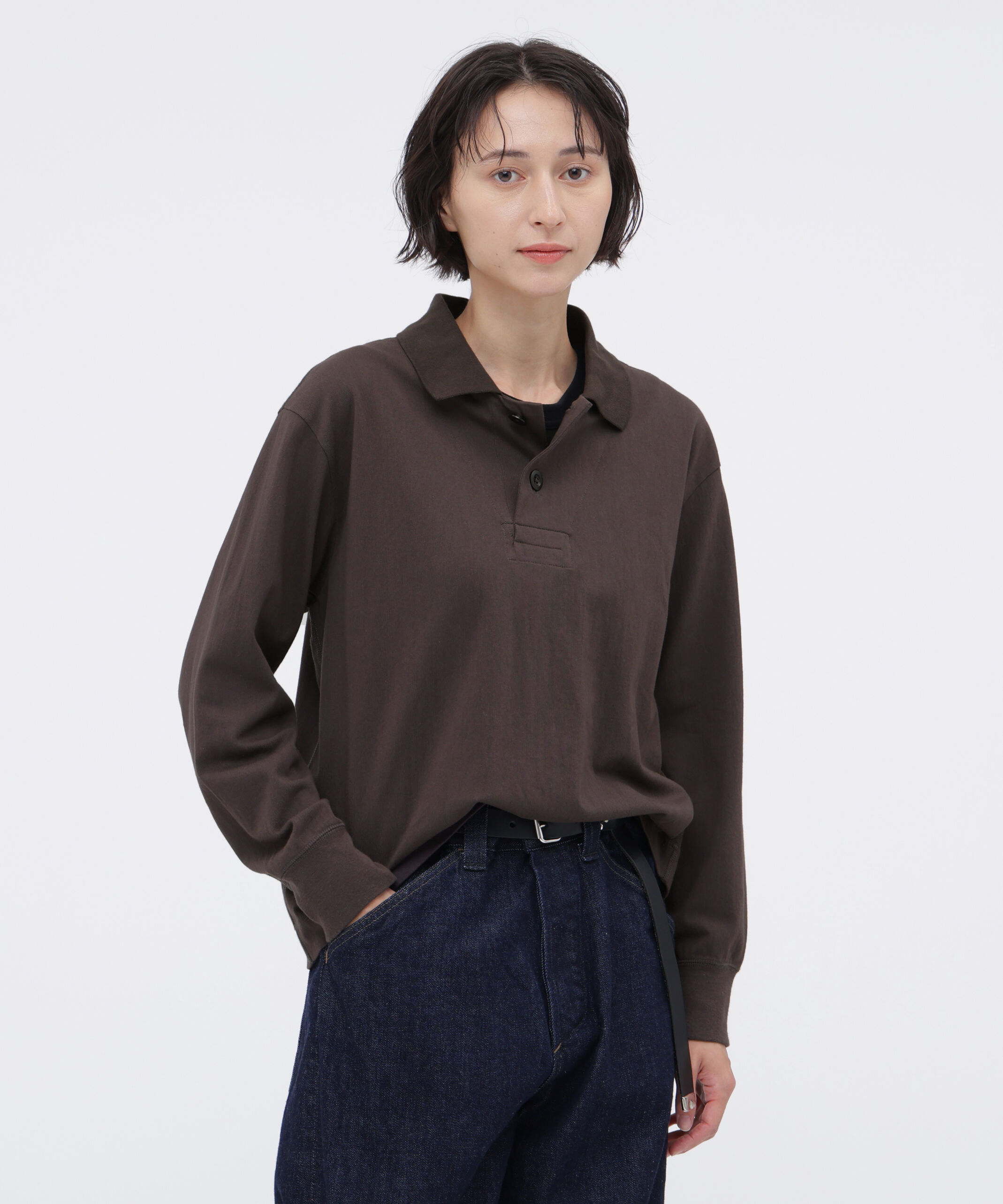 MHL.「FINE GRAIN COTTON JERSEY TOP」|Tシャツ・カットソー|DARK BROWN2
