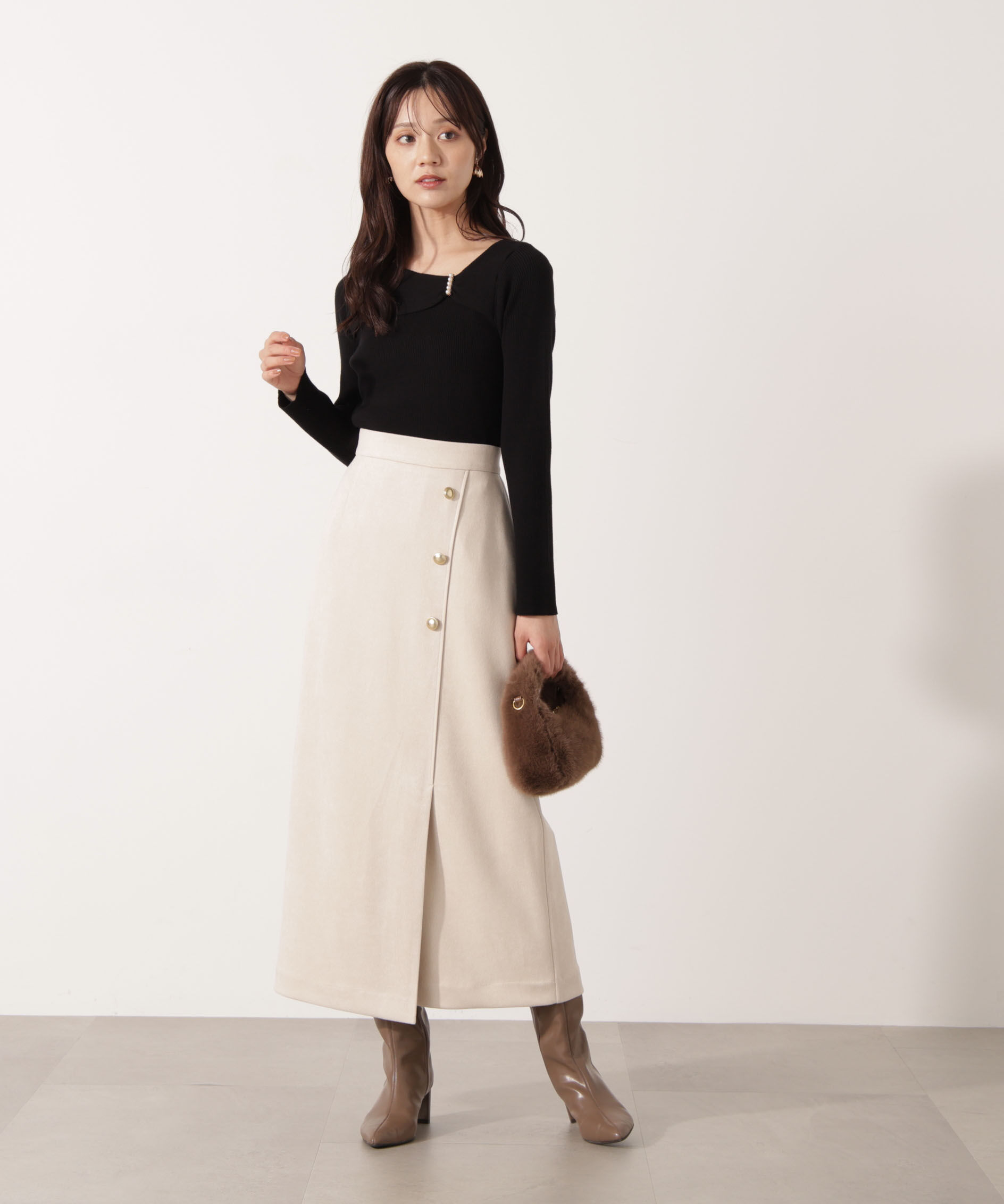 PROPORTION BODY DRESSING「フェイクスエード調ナロースカート」|スカート|