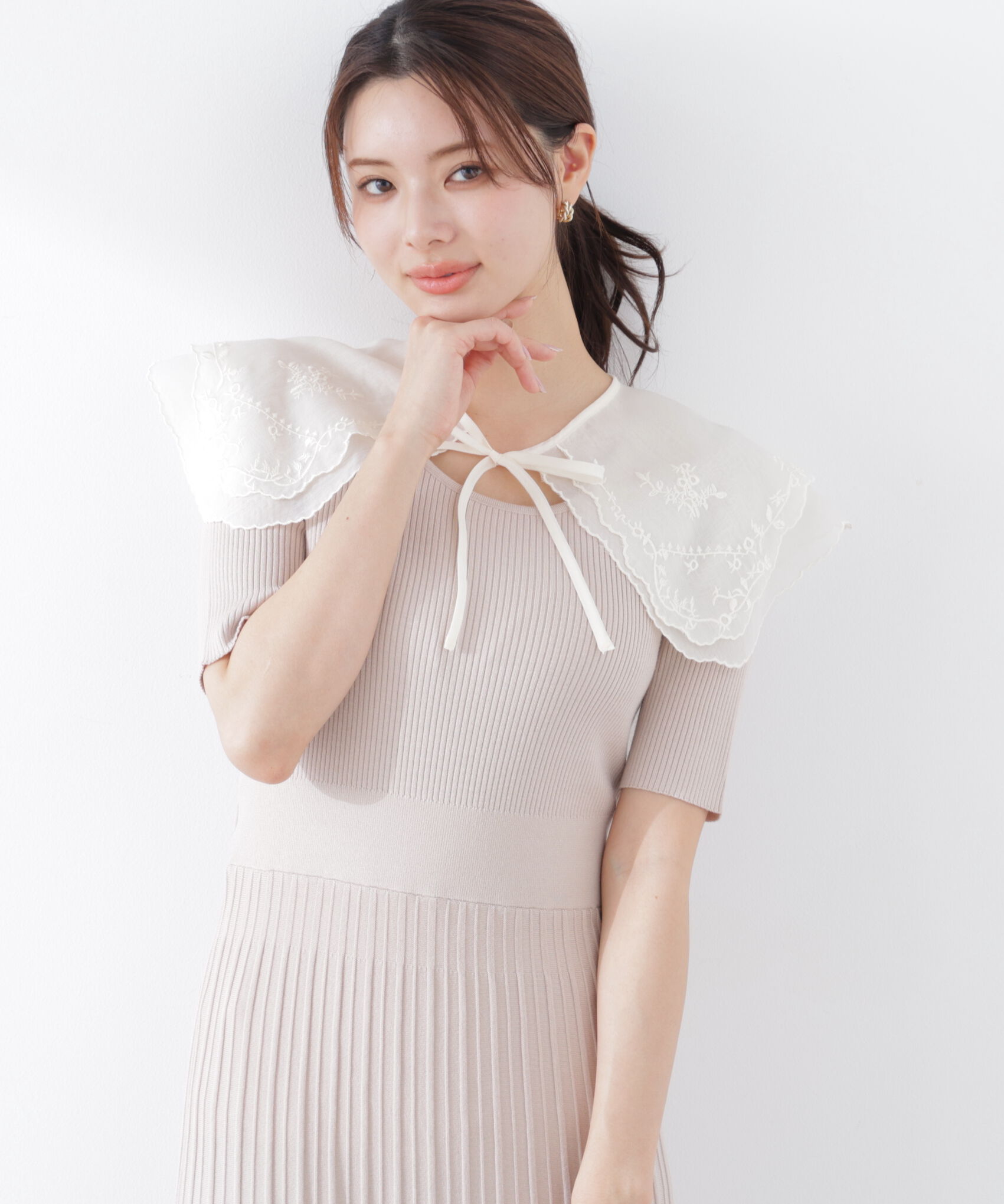 PROPORTION BODY DRESSING「《EDIT COLOGNE》レースカラー2wayニットワンピース　26SS」|ワンピース|