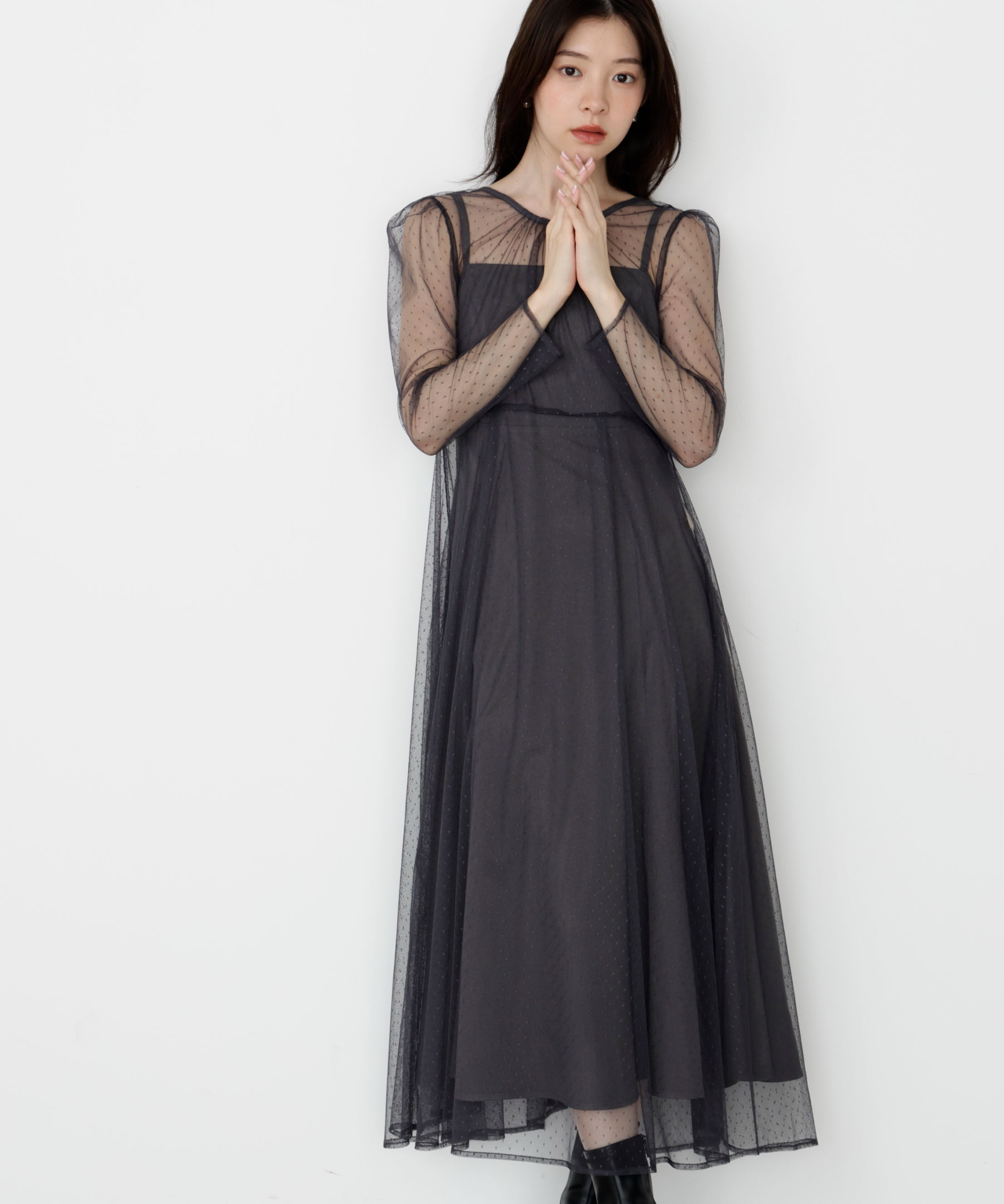 PROPORTION BODY DRESSING「＜藤田みりあさんコラボ＞キャミ付きチュールワンピース 25AW」|ワンピース|