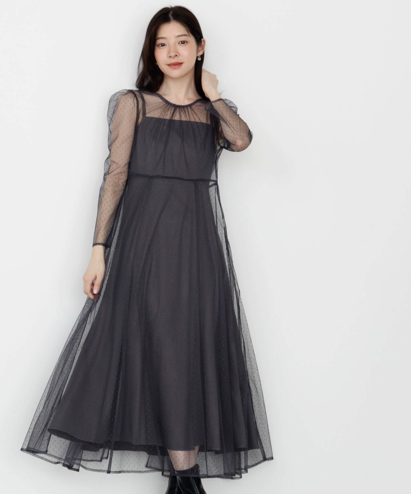 PROPORTION BODY DRESSING「＜藤田みりあさんコラボ＞キャミ付きチュールワンピース 25AW」|ワンピース|