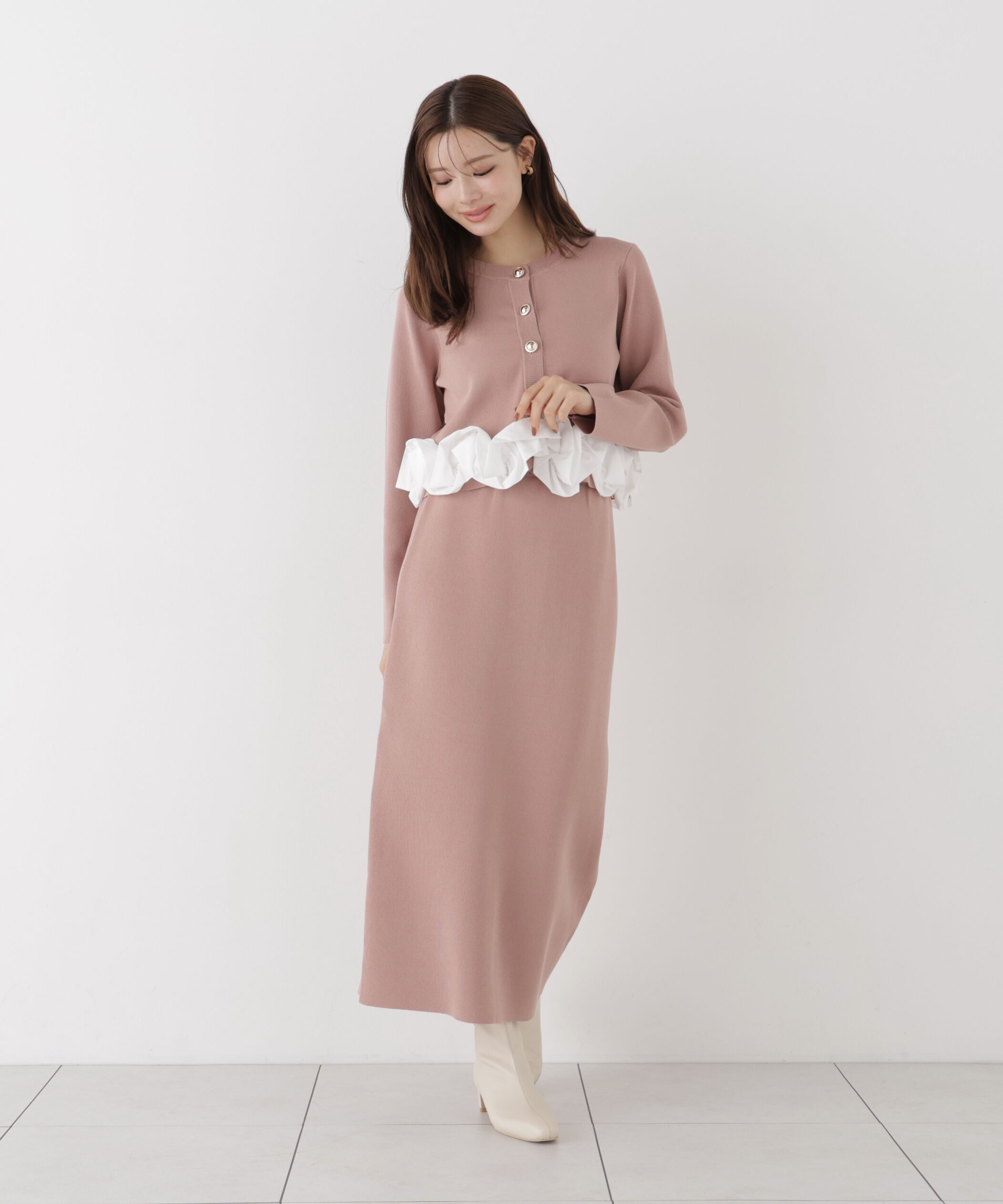 PROPORTION BODY DRESSING「ホイップヘムニットセットアップ 26AW」|ワンピース|