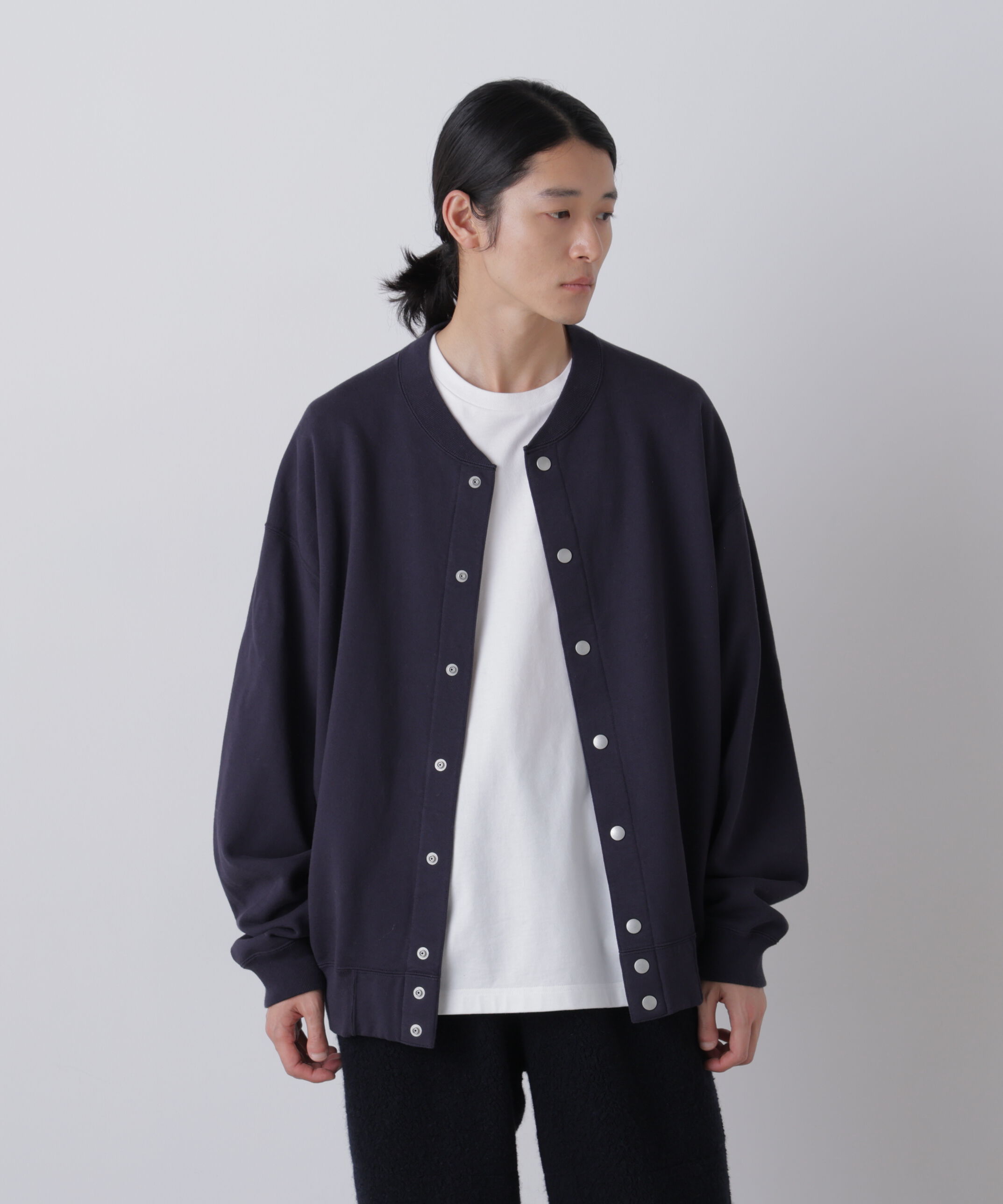 YLEVE 「Ｙ /  [UNISEX] ORGANIC COTTON HEAVY WEIGHT FLEECE SNAP CARDIGAN」|Tシャツ・カットソー|ネイビー