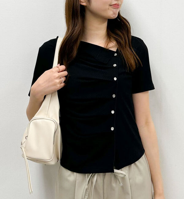 archives「【ＯＮかわ】アシメタックボタンカットＴＯＰＳ　５Ｓ」|Tシャツ・カットソー|