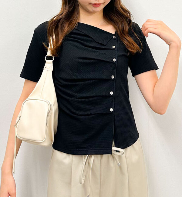 archives「【ＯＮかわ】アシメタックボタンカットＴＯＰＳ　５Ｓ」|Tシャツ・カットソー|