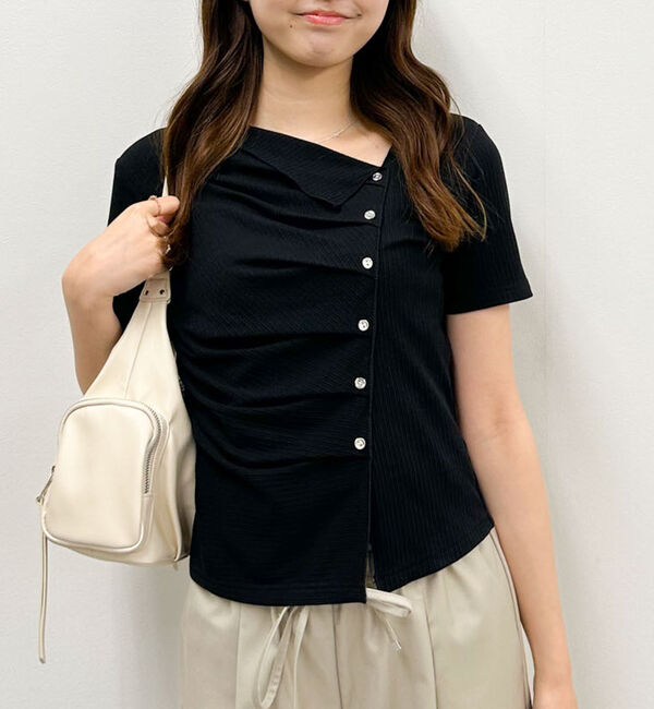archives「【ＯＮかわ】アシメタックボタンカットＴＯＰＳ　５Ｓ」|Tシャツ・カットソー|