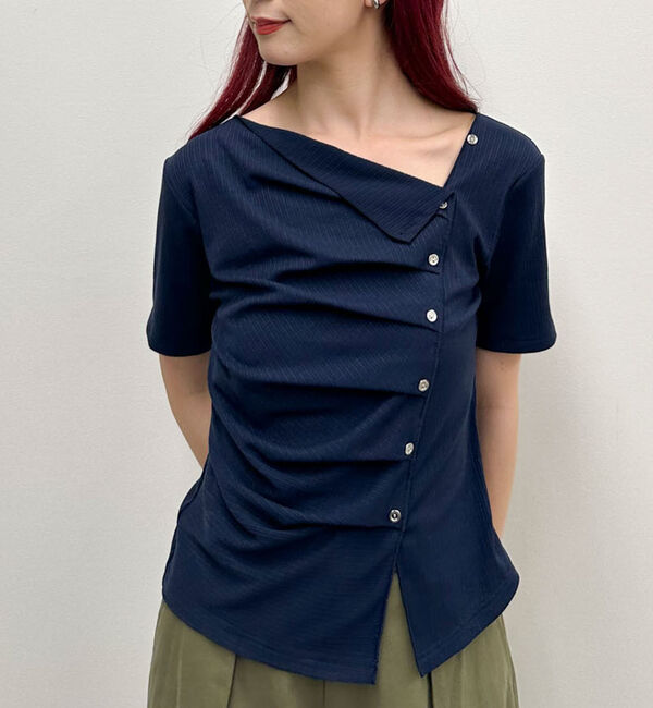 archives「【ＯＮかわ】アシメタックボタンカットＴＯＰＳ　５Ｓ」|Tシャツ・カットソー|