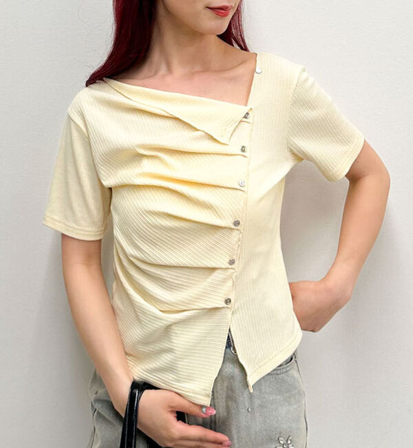 archives「【ＯＮかわ】アシメタックボタンカットＴＯＰＳ　５Ｓ」|Tシャツ・カットソー|