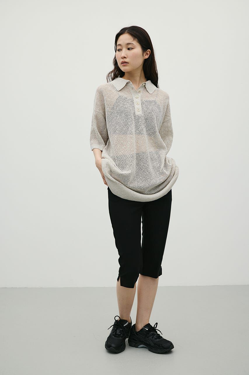 STYLEMIXER「メッシュオーバーニットポロ」|ニット・セーター|GRY