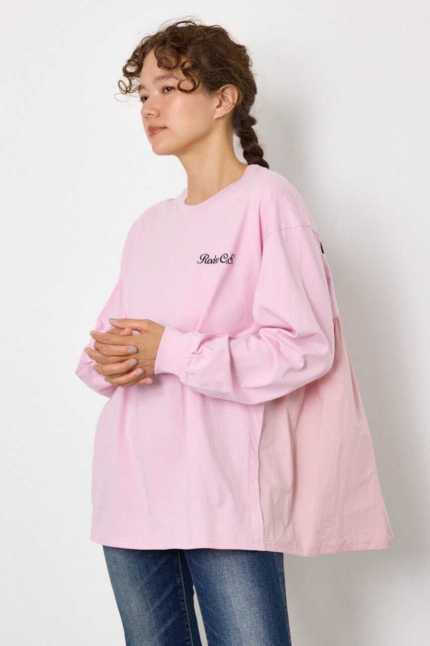 RODEO CROWNS「バックギャザードッキングロングTシャツ」|Tシャツ・カットソー|L/PNK1