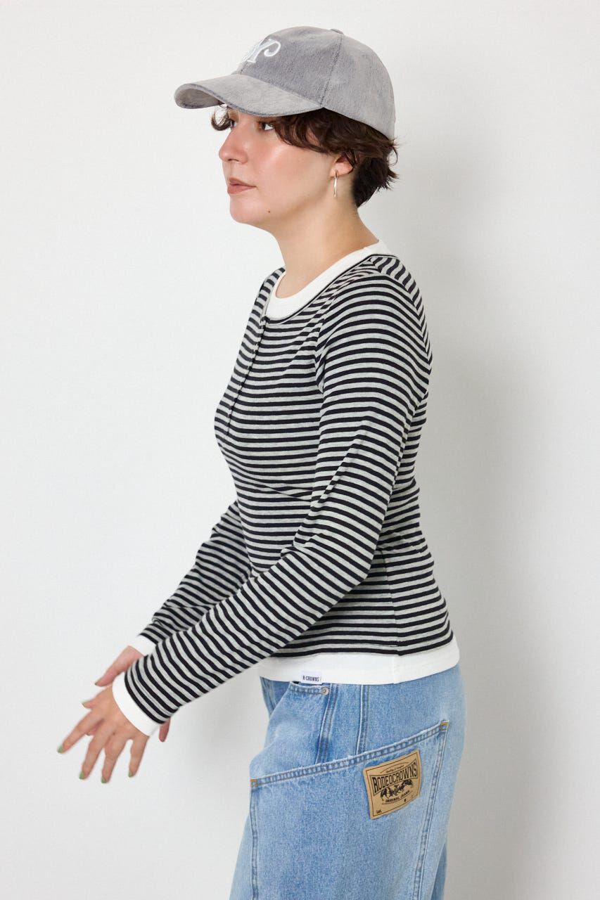 RODEO CROWNS「フェイクレイヤードヘンリーネックトップス」|Tシャツ・カットソー|