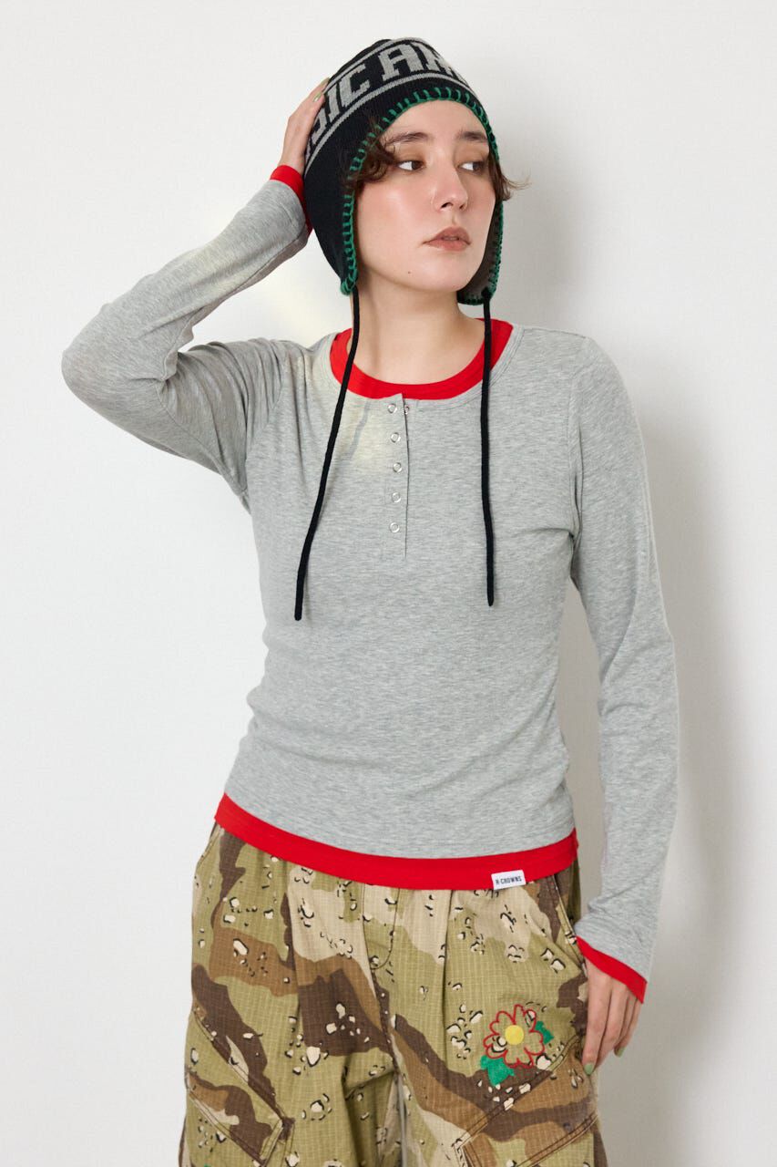 RODEO CROWNS「フェイクレイヤードヘンリーネックトップス」|Tシャツ・カットソー|T.GRY