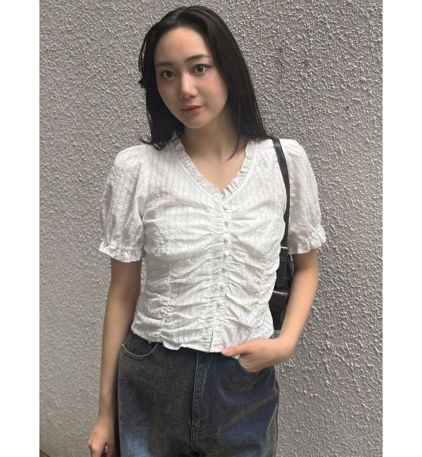 MURUA「ウエストギャザースクエアブラウス」|シャツ・ブラウス|