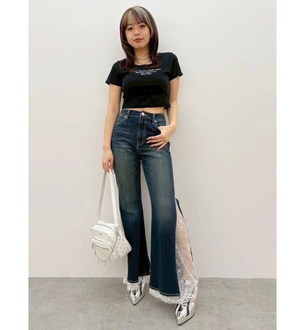EVRIS「レタリングシンプルショートTシャツ」|Tシャツ・カットソー|