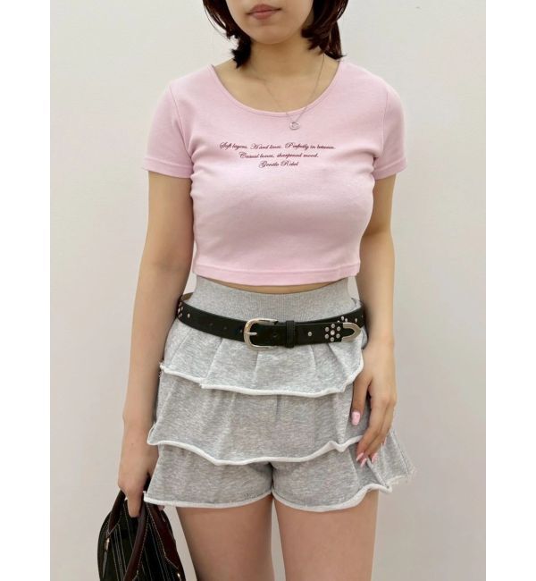 EVRIS「レタリングシンプルショートTシャツ」|Tシャツ・カットソー|