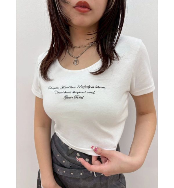 EVRIS「レタリングシンプルショートTシャツ」|Tシャツ・カットソー|