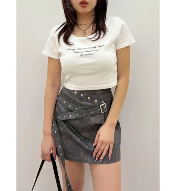 EVRIS「レタリングシンプルショートTシャツ」|Tシャツ・カットソー|