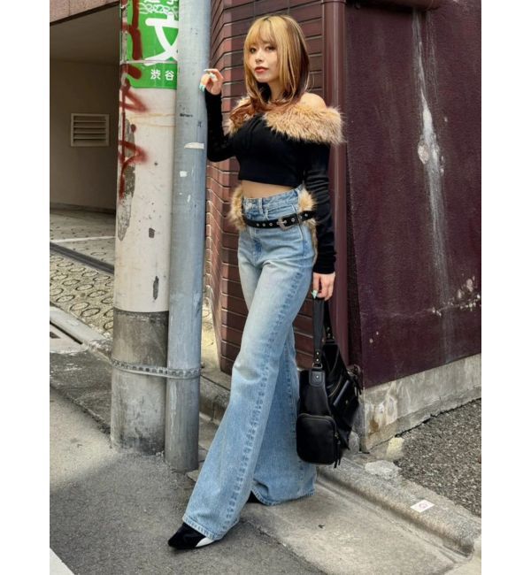 EVRIS「フェイクファードッキングオフショルトップス」|Tシャツ・カットソー|