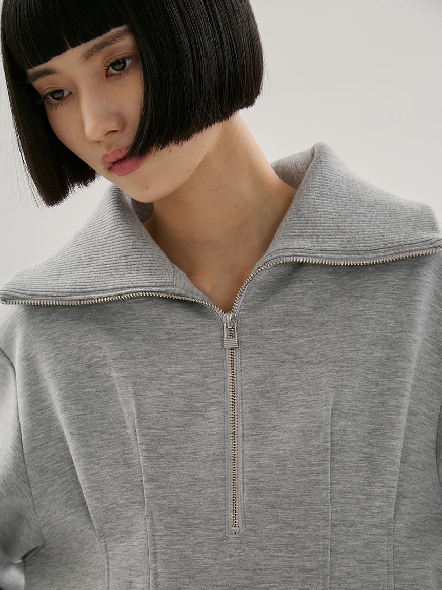 emmi atelier「【ONLINE限定】ハーフジップダンボールワンピース」|ワンピース|