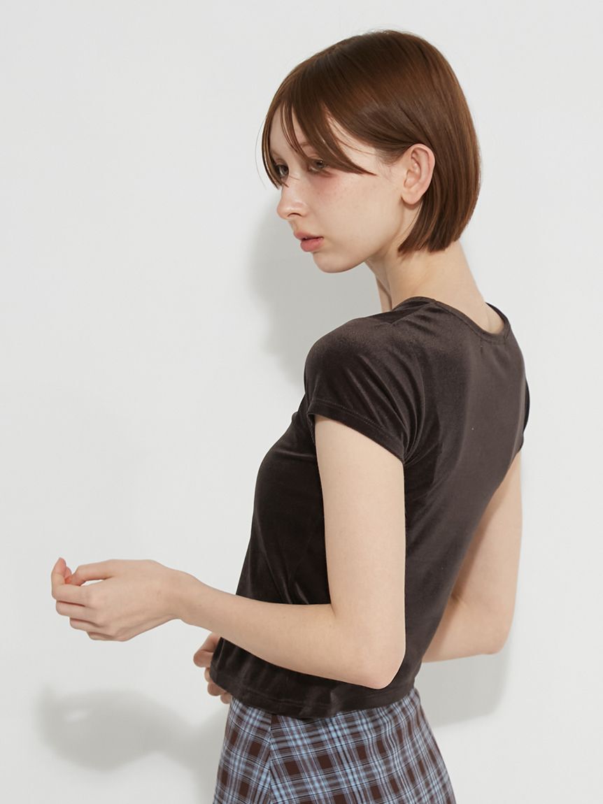 FURFUR「ベロアカットワークリボン刺繍Tシャツ」|Tシャツ・カットソー|