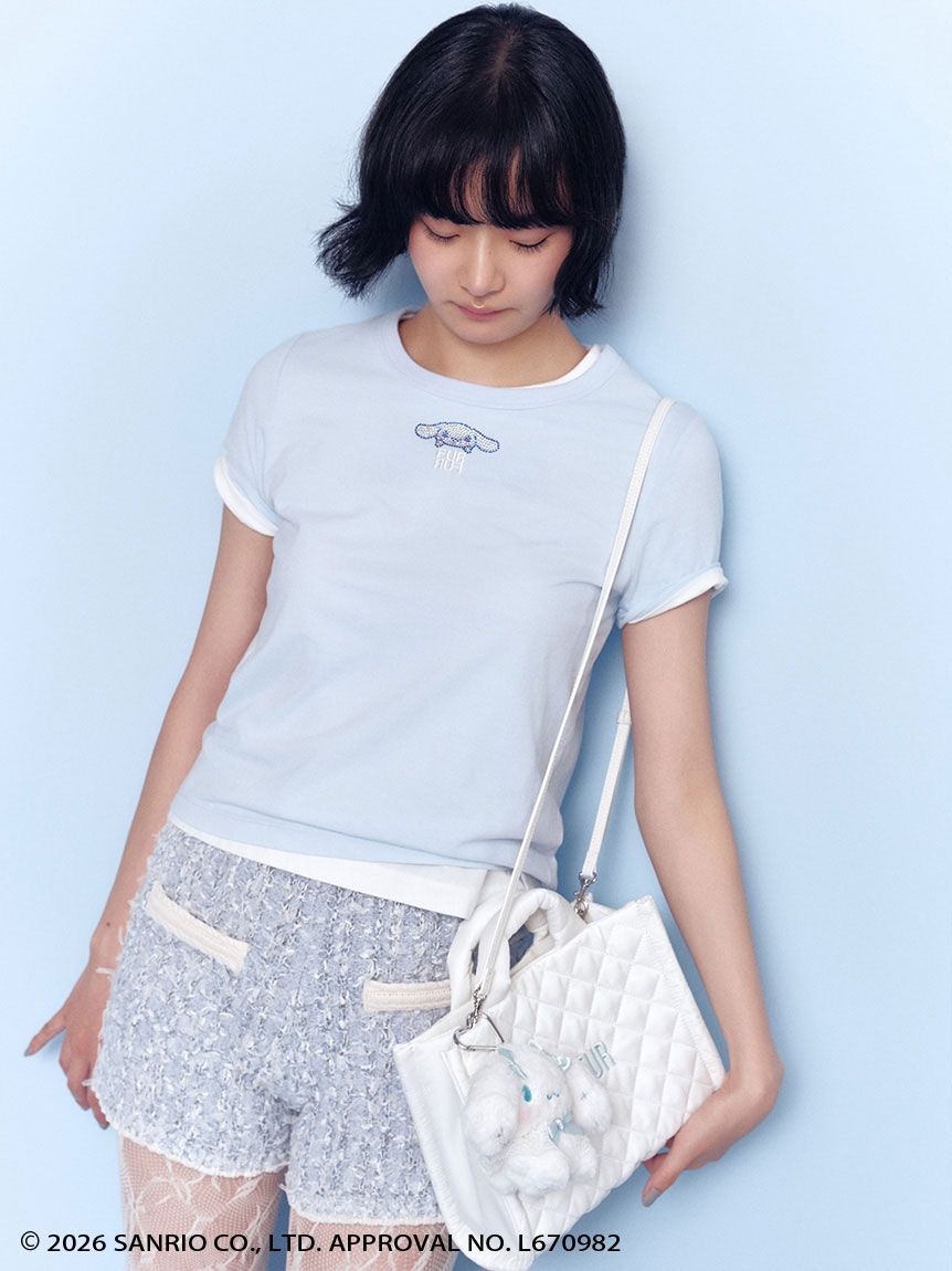 FURFUR「【シナモロール】ぬいぐるみチャーム付きキルティングトートバッグ」|トートバッグ|