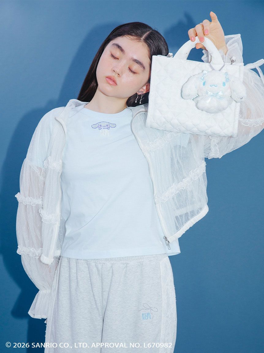 FURFUR「【シナモロール】ぬいぐるみチャーム付きキルティングトートバッグ」|トートバッグ|