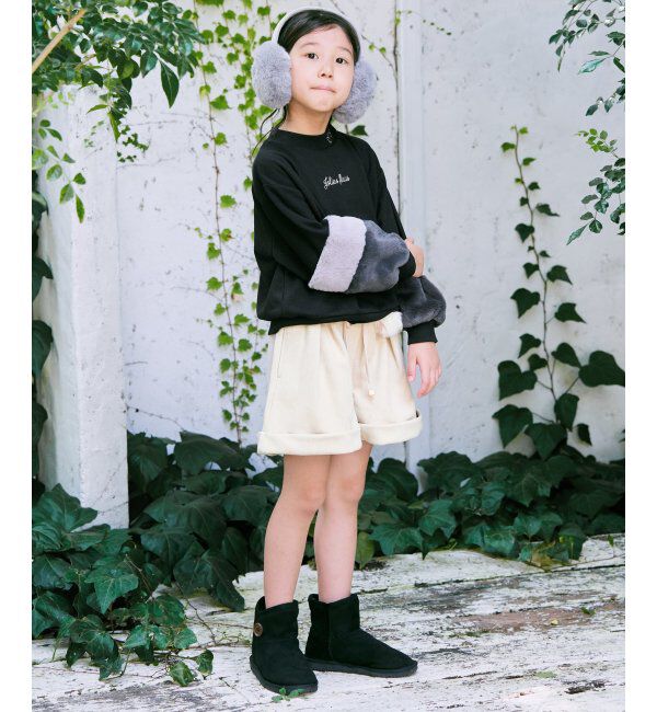 ikka kids「袖フェイクファー刺繍裏毛プルオーバー（120~160cm）」|Tシャツ・カットソー|