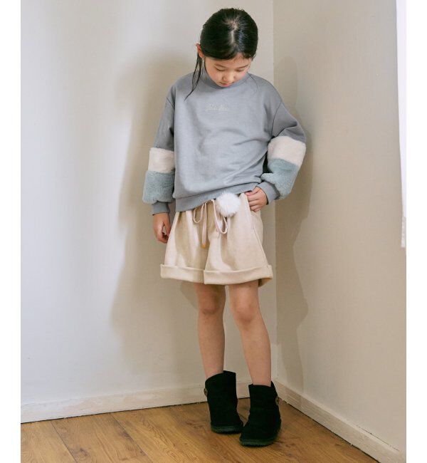 ikka kids「袖フェイクファー刺繍裏毛プルオーバー（120~160cm）」|Tシャツ・カットソー|