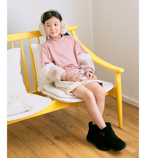 ikka kids「袖フェイクファー刺繍裏毛プルオーバー（120~160cm）」|Tシャツ・カットソー|